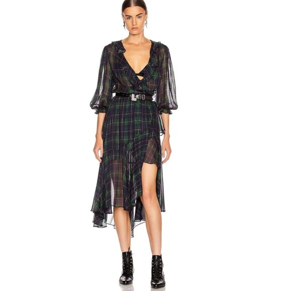 ICONS OBJECTS OF DEVOTION The Flamenco Midi Dress Tartan Plaid Wrap Size XS - Picture 1 of 6